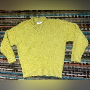 TOPMAN Mens Fuzzy V Neck Sweater Small Lime Green NWOT $65